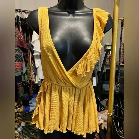 Golden Yellow Mustard Free People Tank Top - Picture 7 of 8